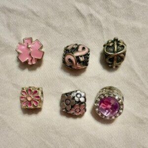 6 Pandora Charms Pink/Medical